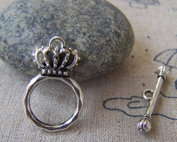 Accessories - 20 Sets Of Antique Silver Filigree Crown Toggle Clasps A2360