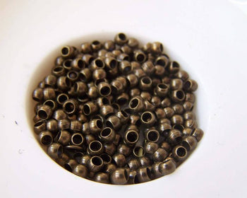 Accessories - 200 Pcs Of Antique Bronze Brass Crimp Beads 3mm A5279