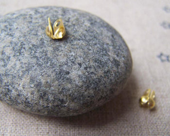 Accessories - 200 Pcs Of Gold Tone Iron Clamshell Bead Tips 6mm For Bead Chain Sized 2.4mm A3696