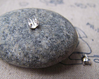 Accessories - 200 Pcs Of Silver Tone Iron Clamshell Bead Tips 6mm For Bead Chain Sized 2.4mm A2907