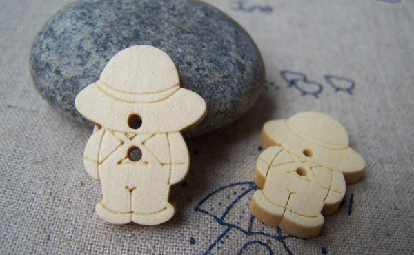 Accessories - 25 Pcs Wood Color School Boy Buttons 20x32mm A1726