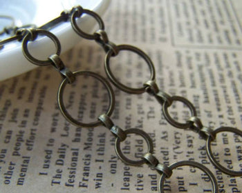Accessories - 3.3 Ft (1m) Of Antique Bronze Brass Round Link Loops Chain 4x4.5mm A2741