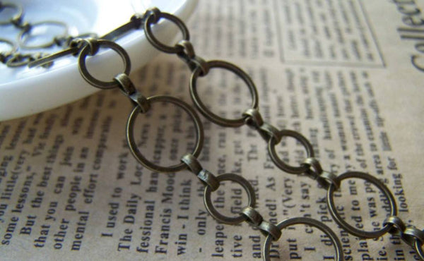 Accessories - 3.3 Ft (1m) Of Antique Bronze Brass Round Link Loops Chain 4x4.5mm A2741