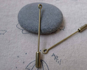 Accessories - 30 Pcs Antique Bronze Brass Eyepin Pin Clutch Brooch  50mm A7554