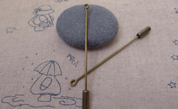 Accessories - 30 Pcs Antique Bronze Brass Eyepin Pin Clutch Brooch  68mm  A7409