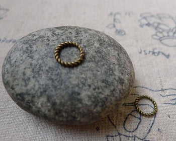 Accessories - 30 Pcs Antique Bronze Brass Twisted Coiled Loop Rings 1.2x8mm A6060