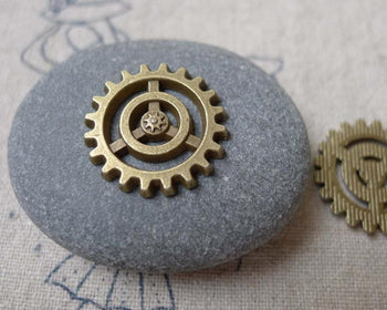 Accessories - 30 Pcs Antique Bronze Mechanical Watch Movement Gear Charm 18mm A7093