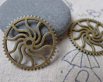 Accessories - 30 Pcs Antique Bronze Mechanical Watch Movement Gear Charm 24mm A7085