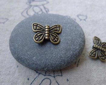 Accessories - 30 Pcs Antique Bronze Pewter Butterfly Beads 11x15mm A7730