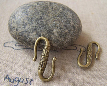 Accessories - 30 Pcs Antique Bronze Textured S Hook Clasps 12x22mm A5230