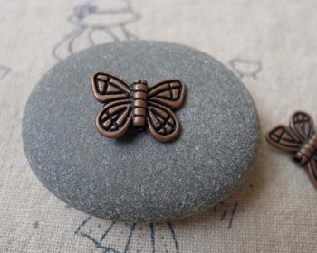 Accessories - 30 Pcs Antique Copper Pewter Butterfly Beads 11x15mm A7298
