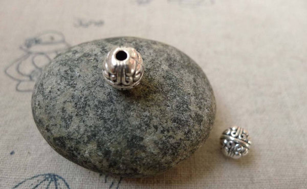 Accessories - 30 Pcs Antique Silver Flower Spacer Beads 7x8mm A6237