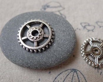 Accessories - 30 Pcs Antique Silver Mechanical Watch Movement Gear Charm 18mm A7090