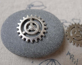 Accessories - 30 Pcs Antique Silver Mechanical Watch Movement Gear Charm 18mm A7092