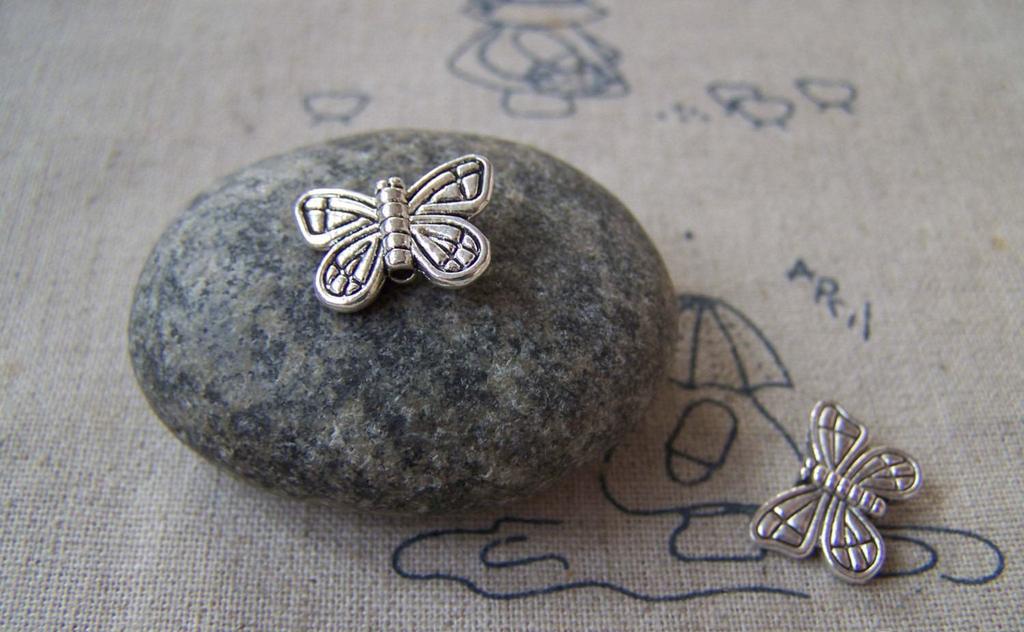 Accessories - 30 Pcs Antique Silver Pewter Butterfly Beads 11x15mm A5329