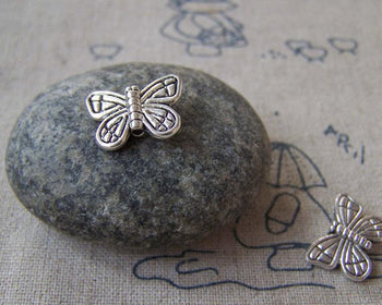 Accessories - 30 Pcs Antique Silver Pewter Butterfly Beads 11x15mm A5329