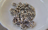 Accessories - 30 Pcs Antique Silver Rondelle Grin Skull Beads Double Sided 6x9mm A5430