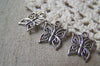 Accessories - 30 Pcs Butterfly Charms Antique Silver Filigree Pendants 12mm A4776