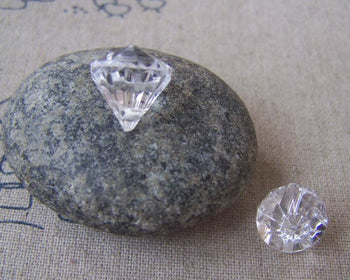 Accessories - 30 Pcs Faceted Clear Acrylic Diamond Beads  11x13mm A4533