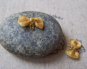 Accessories - 30 Pcs Gold Plated Brass Bow Bowtie Findings Connectors 9x13mm A5014