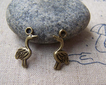 Accessories - 30 Pcs Of Antique Bronze Crane Bird Charms  8x15mm A267