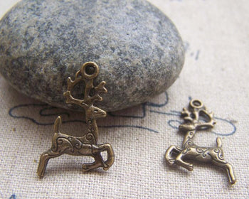 Accessories - 30 Pcs Of Antique Bronze Deer Charms 14x22mm  A1073