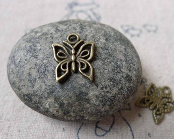 Accessories - 30 Pcs Of Antique Bronze Filigree Butterfly Charms 12x14mm A6842