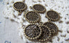 Accessories - 30 Pcs Of Antique Bronze Filigree Round Flower Charms 16mm A5760