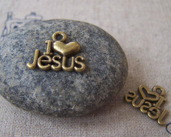 Accessories - 30 Pcs Of Antique Bronze Jesus Heart Charms 13x16mm A3482