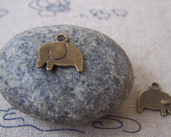 Accessories - 30 Pcs Of Antique Bronze Lovely Elephant Charms 13x13mm A3892