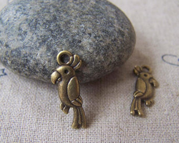 Accessories - 30 Pcs Of Antique Bronze Parrot Charms 8x20mm Double Sided A3484
