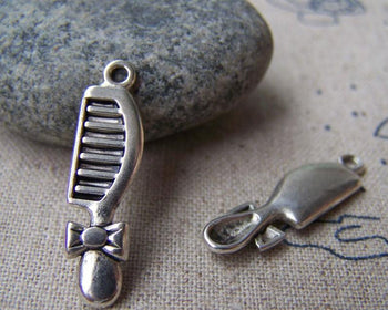 Accessories - 30 Pcs Of Antique Silver Lovely Bow Comb Charms 8x28mm A839