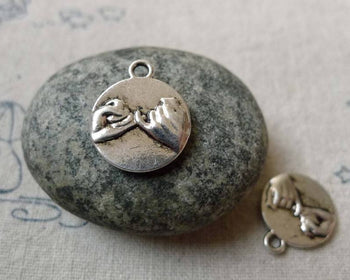 Accessories - 30 Pcs Of Antique Silver Pinky Swear Charms Double Sided 14.5mm  A6524