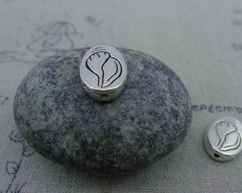 Accessories - 30 Pcs Of Antique Silver Snail Oval Rondelle Beads  Double Sided  10x13mm A1094