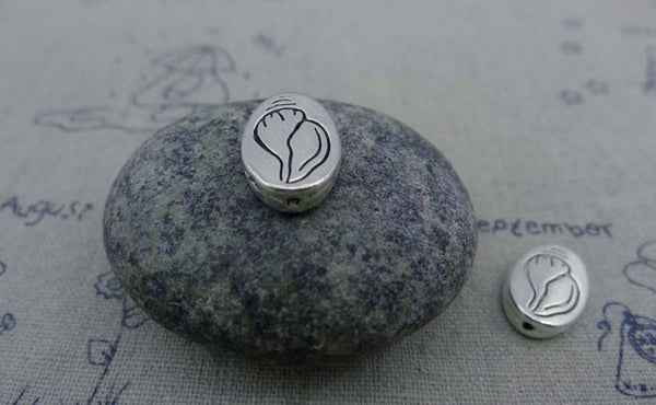 Accessories - 30 Pcs Of Antique Silver Snail Oval Rondelle Beads  Double Sided  10x13mm A1094
