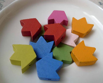 Accessories - 30 Pcs Of Assorted Color Wooden Princess Crown Beads 13x16mm A5995