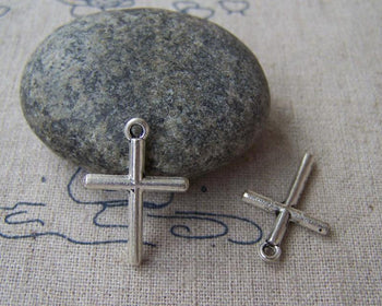 Accessories - 30 Pcs Of Tibetan Silver Antique Silver Cross Charms 16x23mm A2965