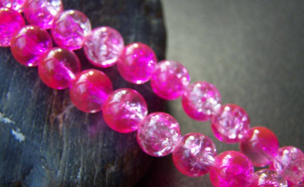 Accessories - 31 Inches Strand (100 Pcs)  Red Color Crackle Glass Beads 8mm A3908