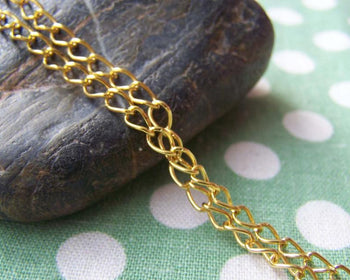 Accessories - 32ft (10m) Of Gold Tone Extension Chain Curb Chain 3x4mm A2009