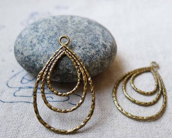 Accessories - 4 Pcs (2 Pairs) Of Antique Bronze Filigree Chandelier Earring Teardrop Pendant Charms 20x33mm A5484