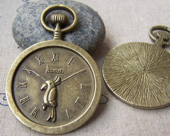 Accessories - 4 Pcs Antique Bronze Parrot Round Pocket Watch Clock Pendants 37x54mm  A2973