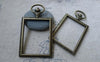Accessories - 4 Pcs Antique Bronze Rectangular Pocket Watch Frame Base Pendants  A7780