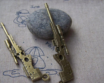 Accessories - 4 Pcs Antique Bronze Sniper Rifle Gun Pendants Charms  18x76mm A4072