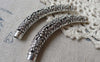 Accessories - 4 Pcs Antique Silver Curved Flower Slide Tube 9x67mm A7034