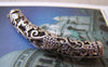 Accessories - 4 Pcs Antique Silver Curved Grape Leaf Vine Slide Tube 47mm A3912