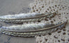 Accessories - 4 Pcs Antique Silver Super Large Feather Pendants 10x105mm A4246