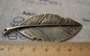 Accessories - 4 Pcs Leaf Pendants Antique Bronze Charms Heavy Weight 31x81mm A424