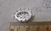 Accessories - 4 Pcs Matte Silver Tone Brass Oval Filigree Flower Base Settings Connector Match 13x18mm Cameo  A7155