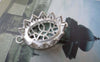Accessories - 4 Pcs Matte Silver Tone Brass Oval Filigree Flower Base Settings Connector Match 13x18mm Cameo  A7155