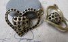 Accessories - 4 Pcs Of Antique Bronze 3D Filigree Heart Pendants Charms 26x37mm A7247